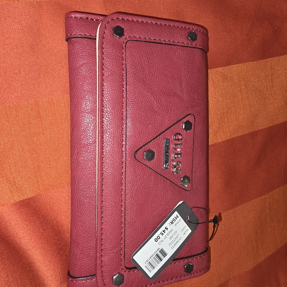 Guess Beige Trifold Leather Wallet